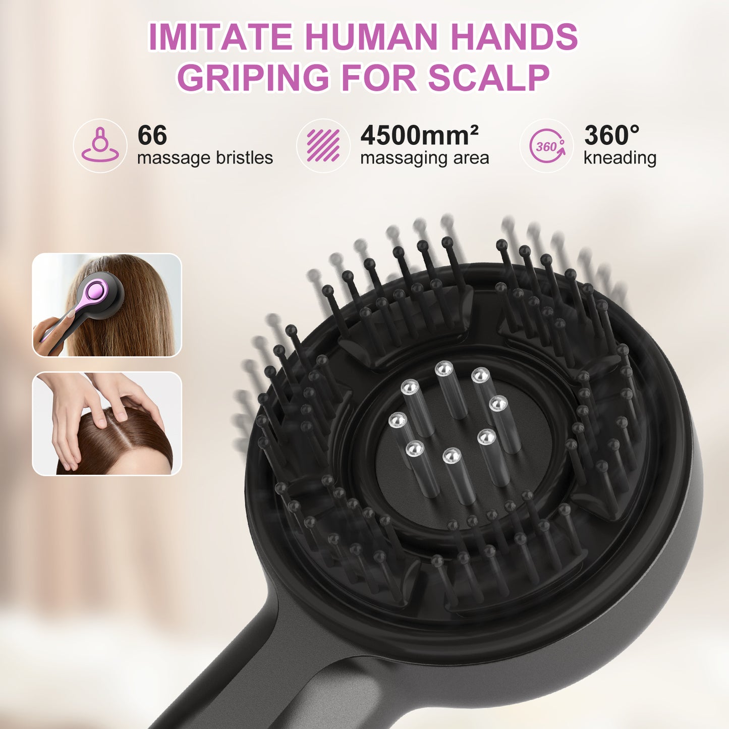 فرشاة كهربائية لنمو الشعر – Electric Hair Growth Brush مع ضوء أحمر وتدليك لفروة الرأس