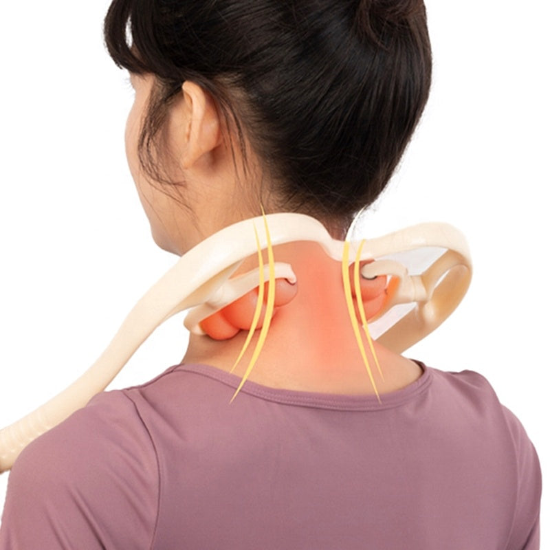 جهاز تدليك يدوي للرقبة – Manual Neck Massager Roller محمول مع 4 كرات تدليك