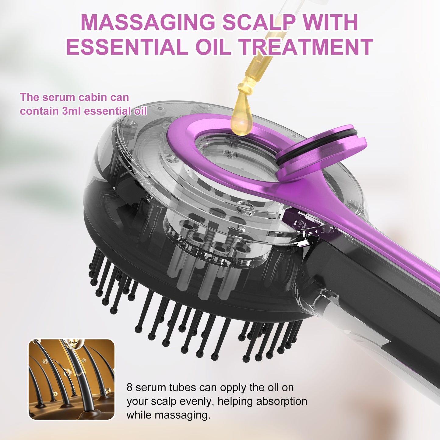 فرشاة كهربائية لنمو الشعر – Electric Hair Growth Brush مع ضوء أحمر وتدليك لفروة الرأس