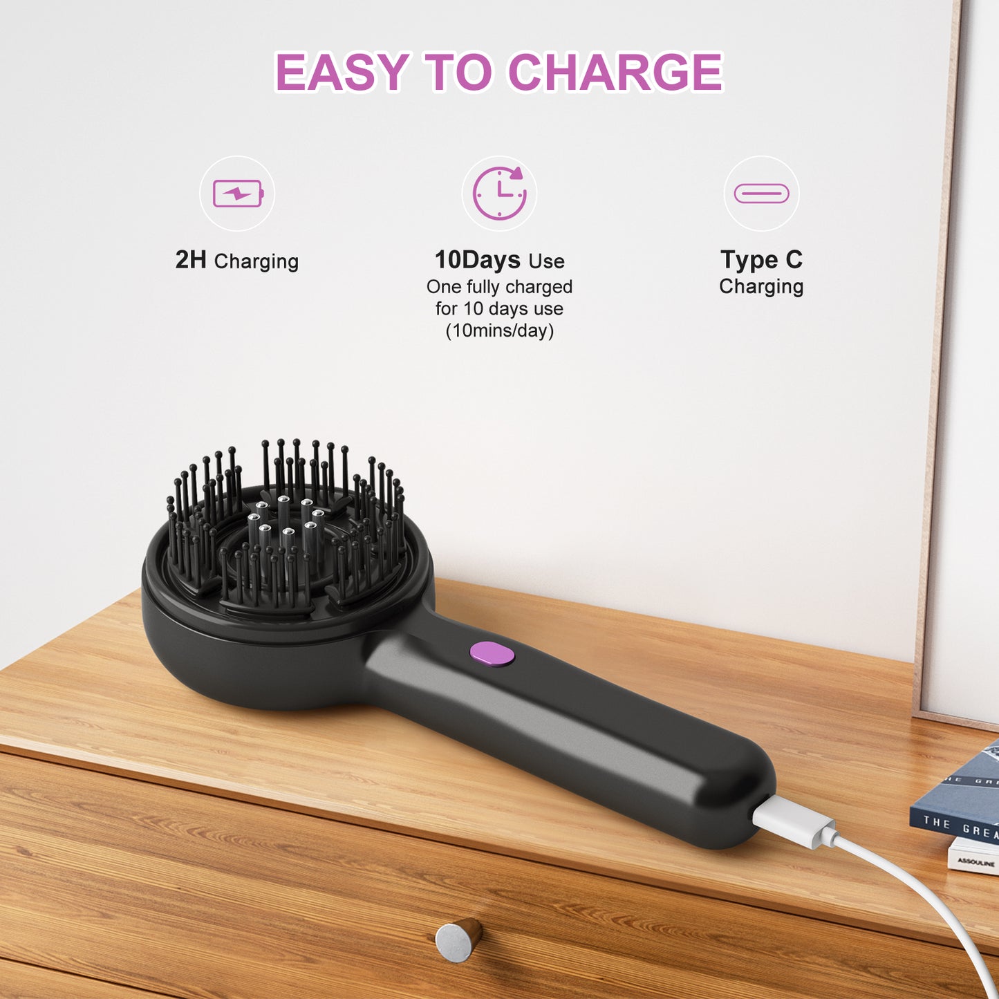فرشاة كهربائية لنمو الشعر – Electric Hair Growth Brush مع ضوء أحمر وتدليك لفروة الرأس