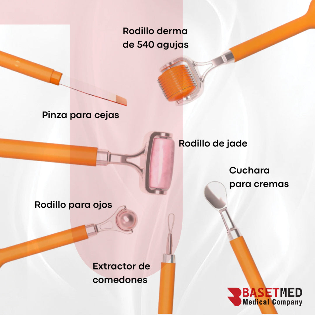 مجموعة بكرات الوجه H60 المصنوعة من الكوارتز الوردي واليشم مع أداة إزالة الرؤوس السوداء | 1058 