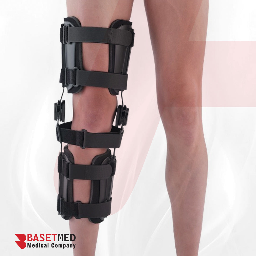 دعامة ركبة طبية قابلة للتعديل بمفصلات – دعامة ركبة مفصلية لعلاج خشونة الركبة ودعم المفصل