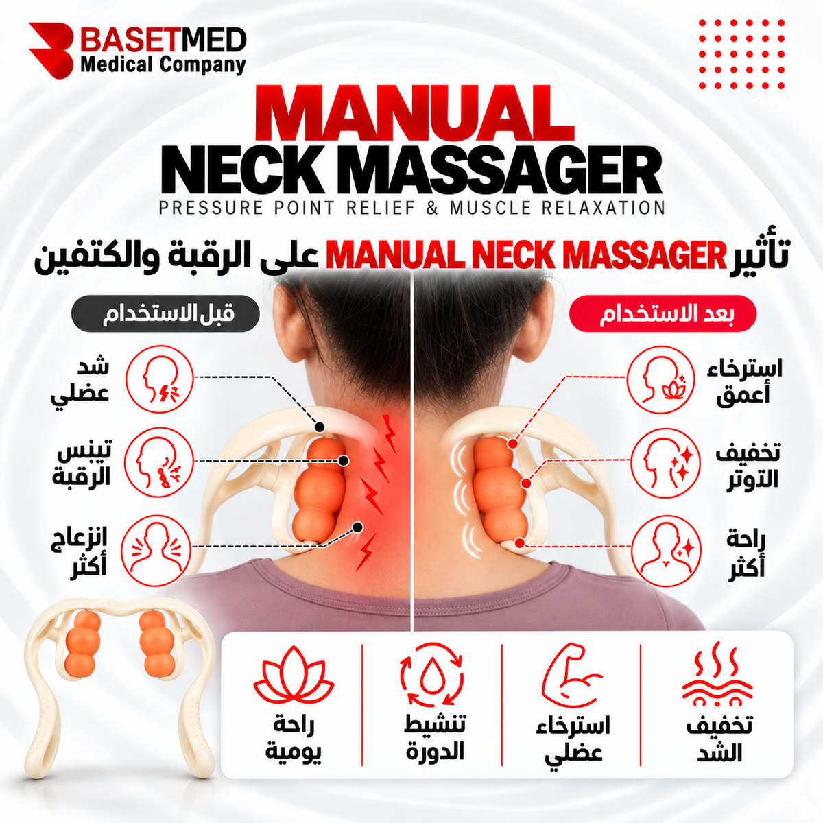 Handheld Neck Massager Roller – Portable with 4 Massage Spheres ||1349