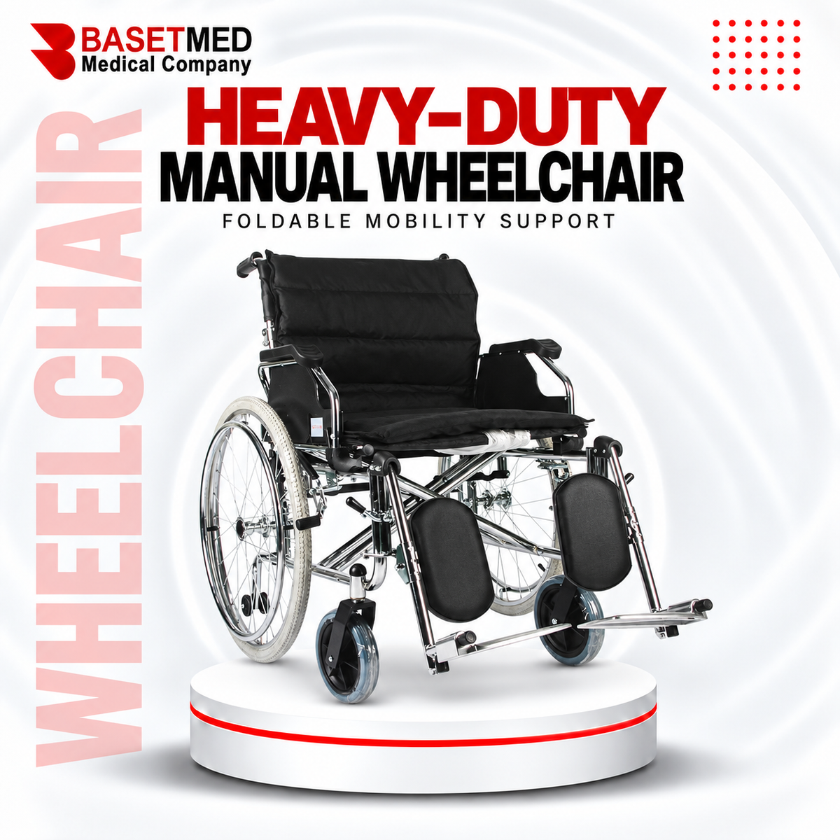 Heavy-Duty Wide Seat Folding Wheelchair ||1529