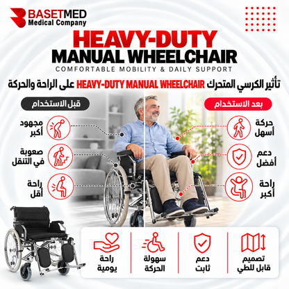 Heavy-Duty Wide Seat Folding Wheelchair ||1529