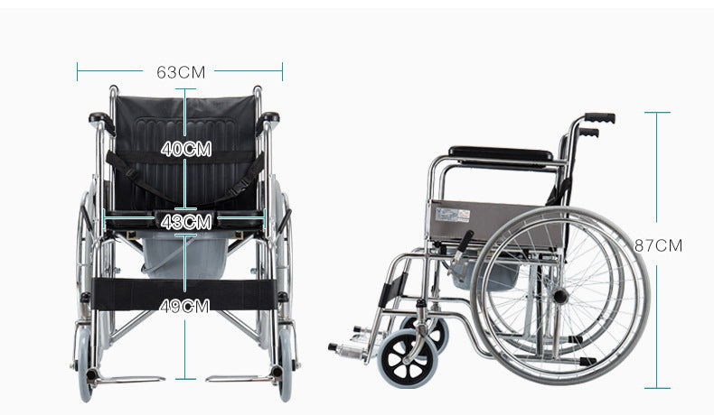 Manual Wheelchair – 24-inch Seat, 180 kg Load Capacity |  1114