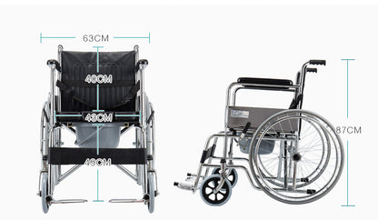 Manual Wheelchair – 24-inch Seat, 180 kg Load Capacity |  1114
