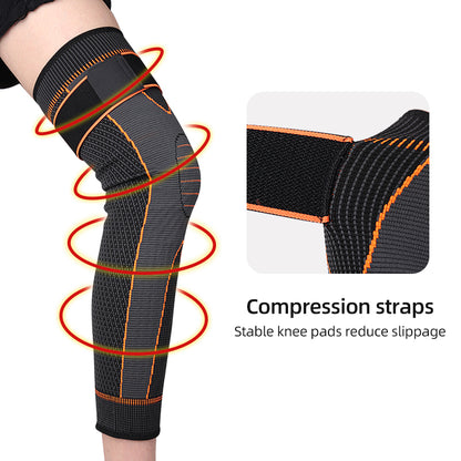 دعامة ساق طويلة بالضغط مع أحزمة مرنة – Compression Leg Sleeves لدعم الركبة وتخفيف الألم للرجال والنساء