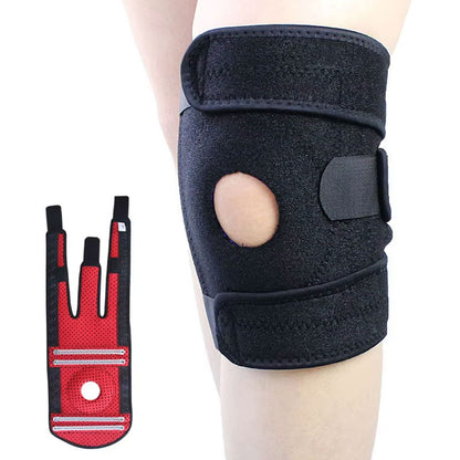 دعامة ركبة رياضية قابلة للتعديل – Knee Support بخامة نيوبرين مع فتحة الرضفة ودعائم جانبية مرنة