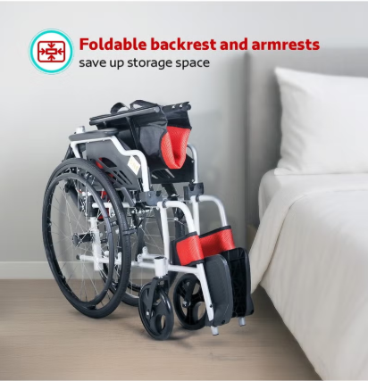 O.N.E Aluminum wheelchair with foldable backrest for adult, elderly, disabled in daily use | CODE 1111