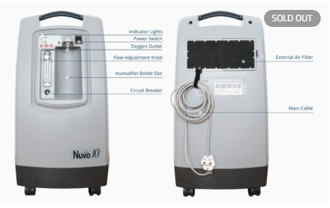 Nuvo 10 Liter Oxygen Concentrator – High-Flow Medical Oxygen Generator | 1118